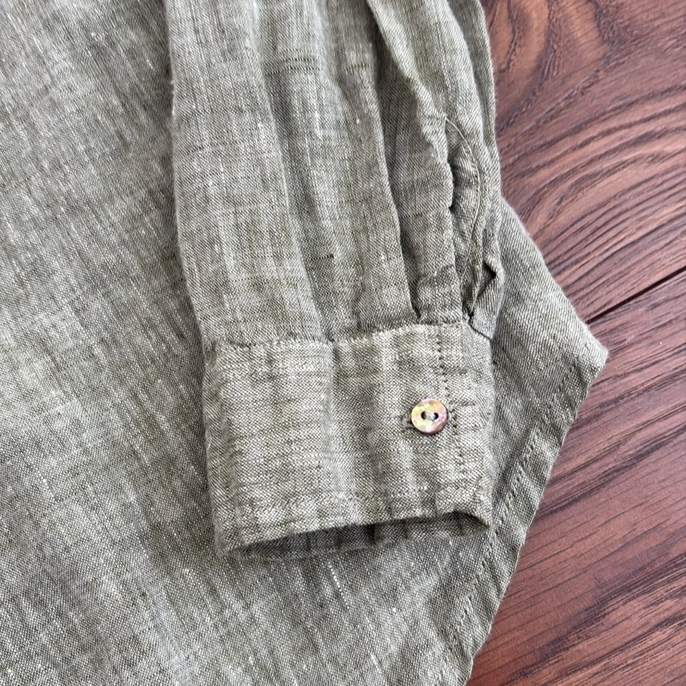 Calypso St. Barth Green Casual Button Down Shirt Relaxed Fit - Picture 5 of 9
